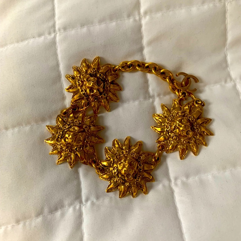 Chanel Gold Toned Lion Bracelet